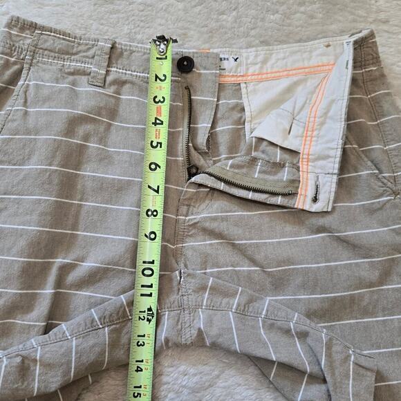 American Eagle Tan and White Striped Cotton Longboard Shorts, Size 32 - Picture 5 of 7